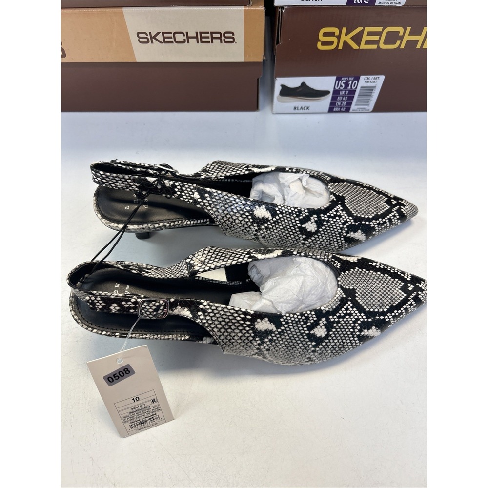 A New Day Samantha Women's Size 10 Cream Snakeskin Slingback Heels 30508